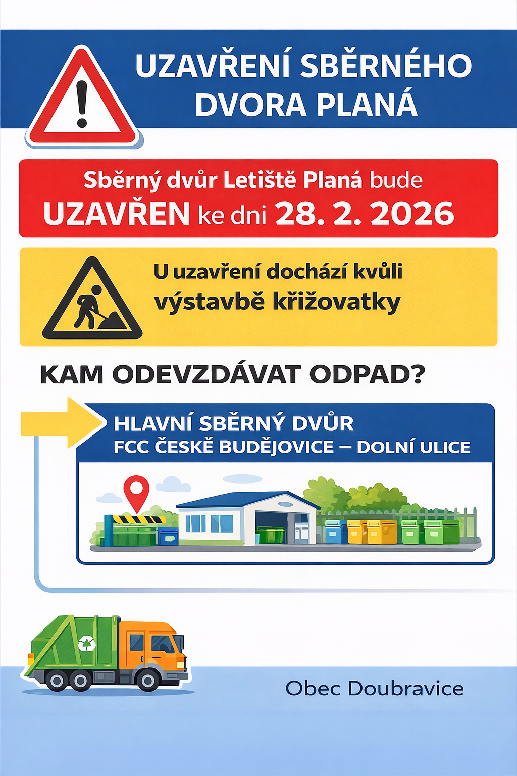 UZAVŘENÍ SBĚRNÉHO DVORA PLANÁ 