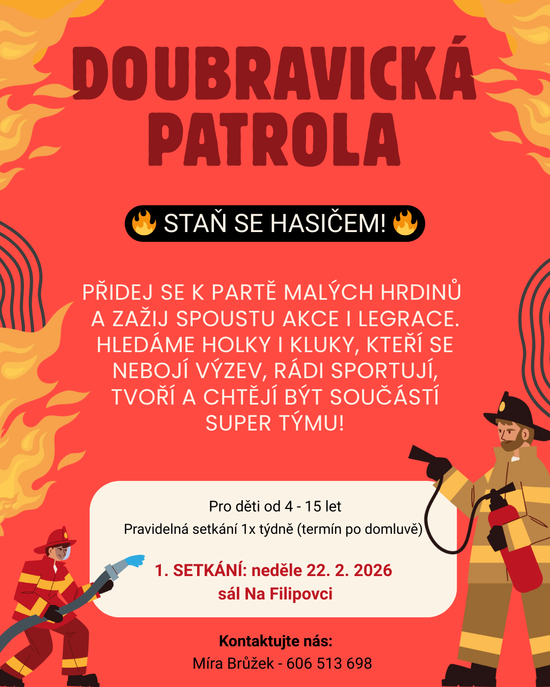 Oznámení pro občany – otevření kroužku Malých hasičů (aktualizace čas konání)
