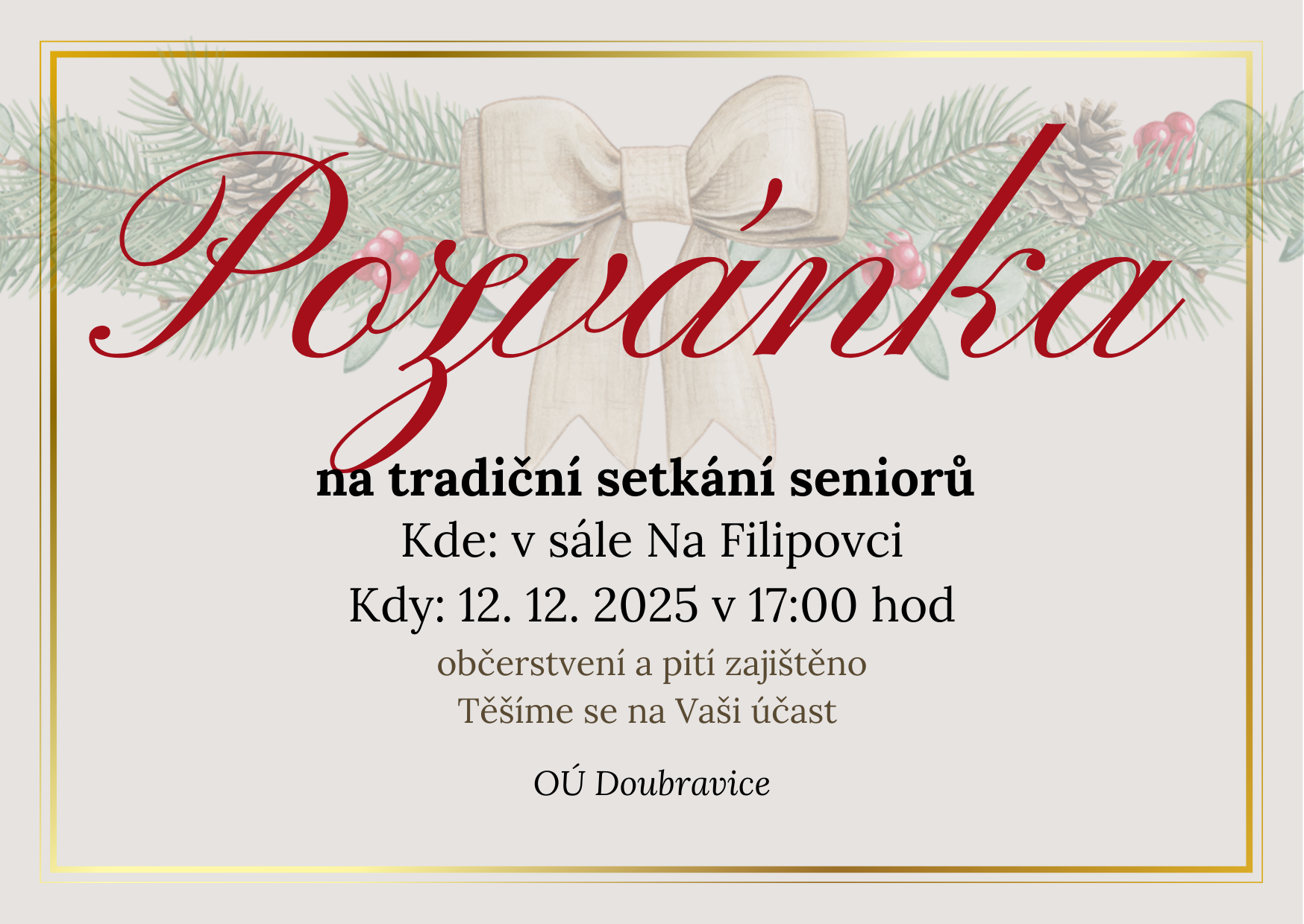 Pozvánka na tradiční setkání seniorů