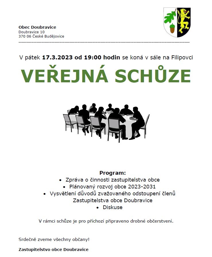 Veřejná schůze 17.3.2023